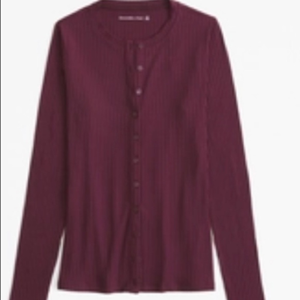 Abercrombie & Fitch Long Sleeve Button Through Wide Rib Top
